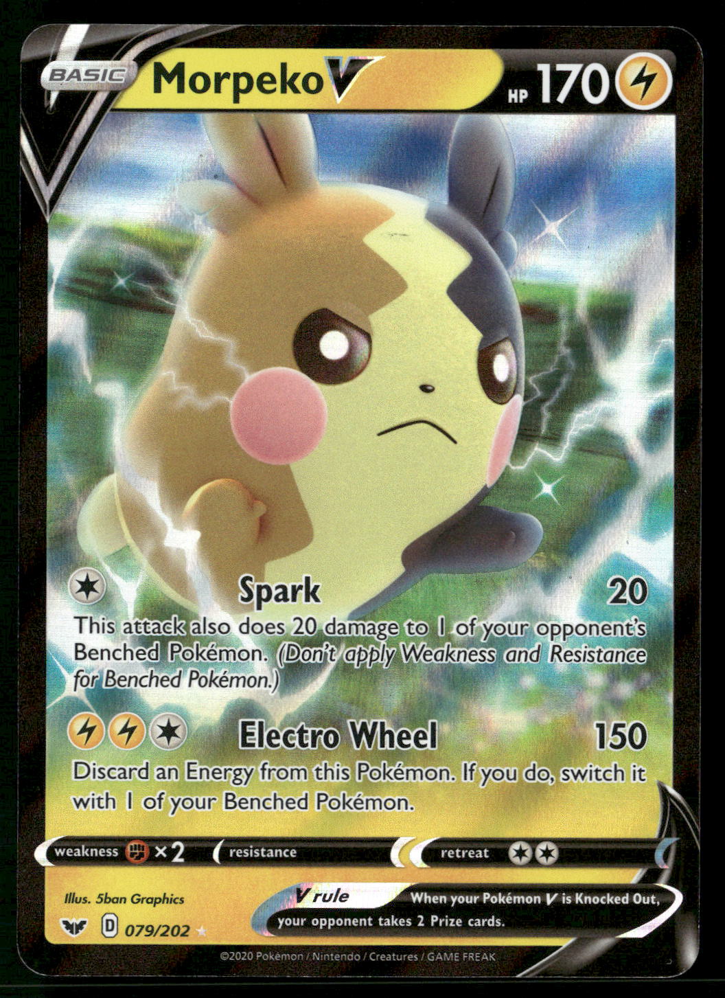 Morpeko V 079/202 SWSH01: Sword & Shield Base Set Ultra Rare NM Pokemon