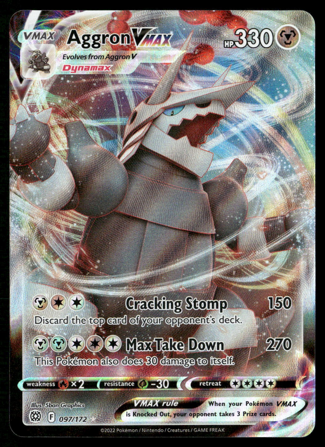 Aggron VMAX 097/172 SWSH09: Brilliant Stars Ultra Rare NM Pokemon