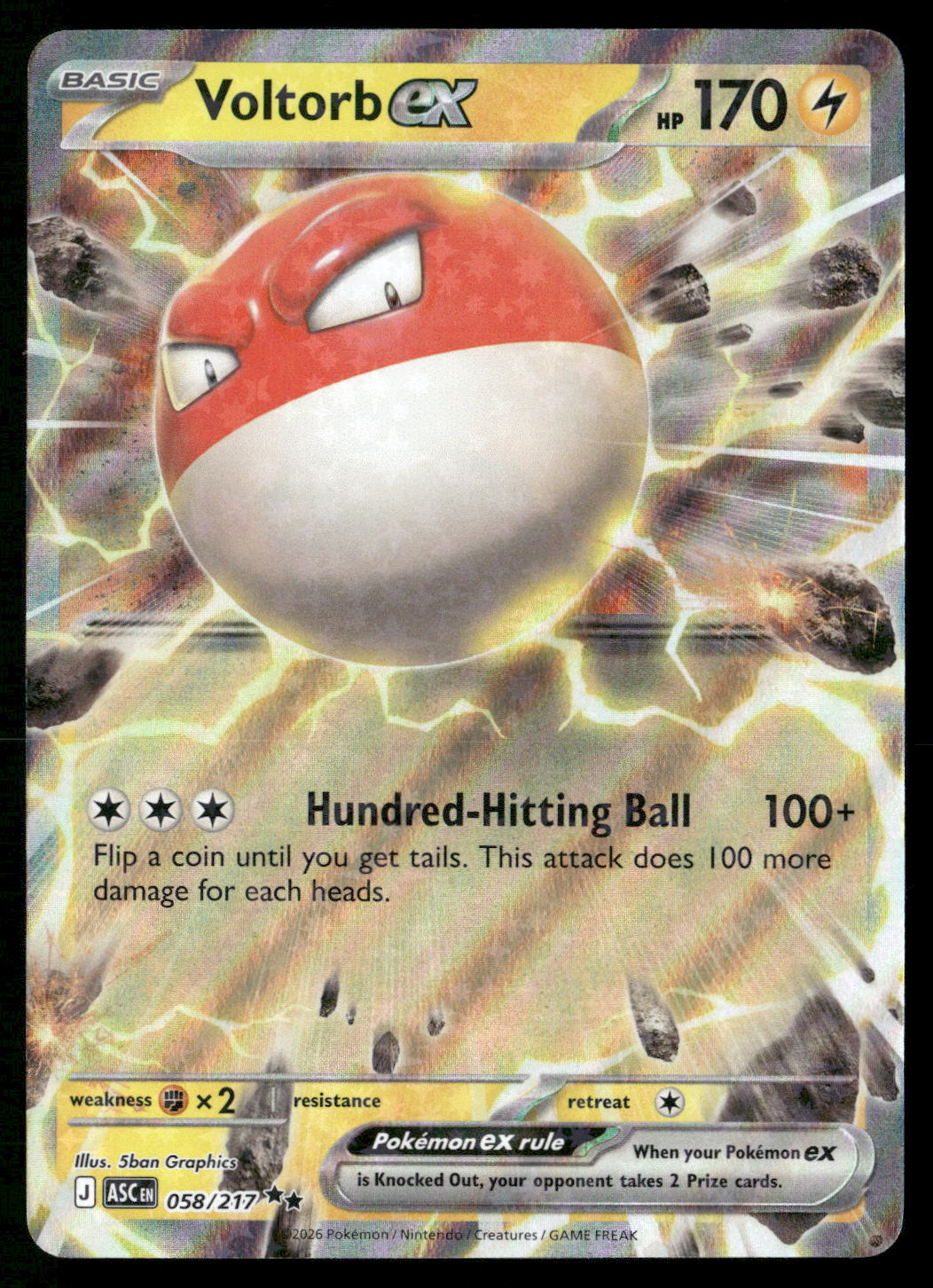 Voltorb ex 058/217 ME: Ascended Heroes Double Rare NM
