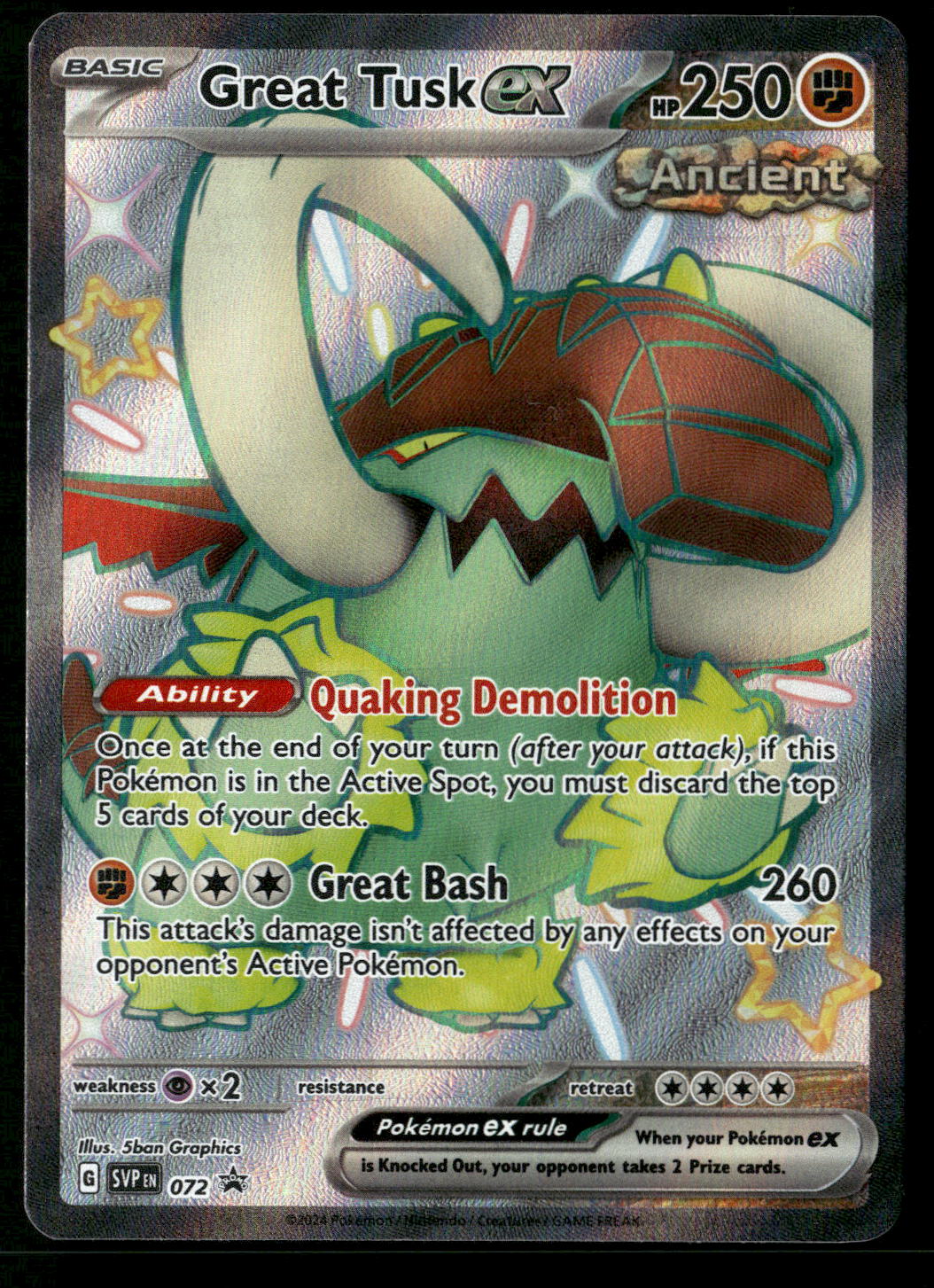 Great Tusk ex 072 SV: Scarlet & Violet Promo Cards Promo NM Pokemon