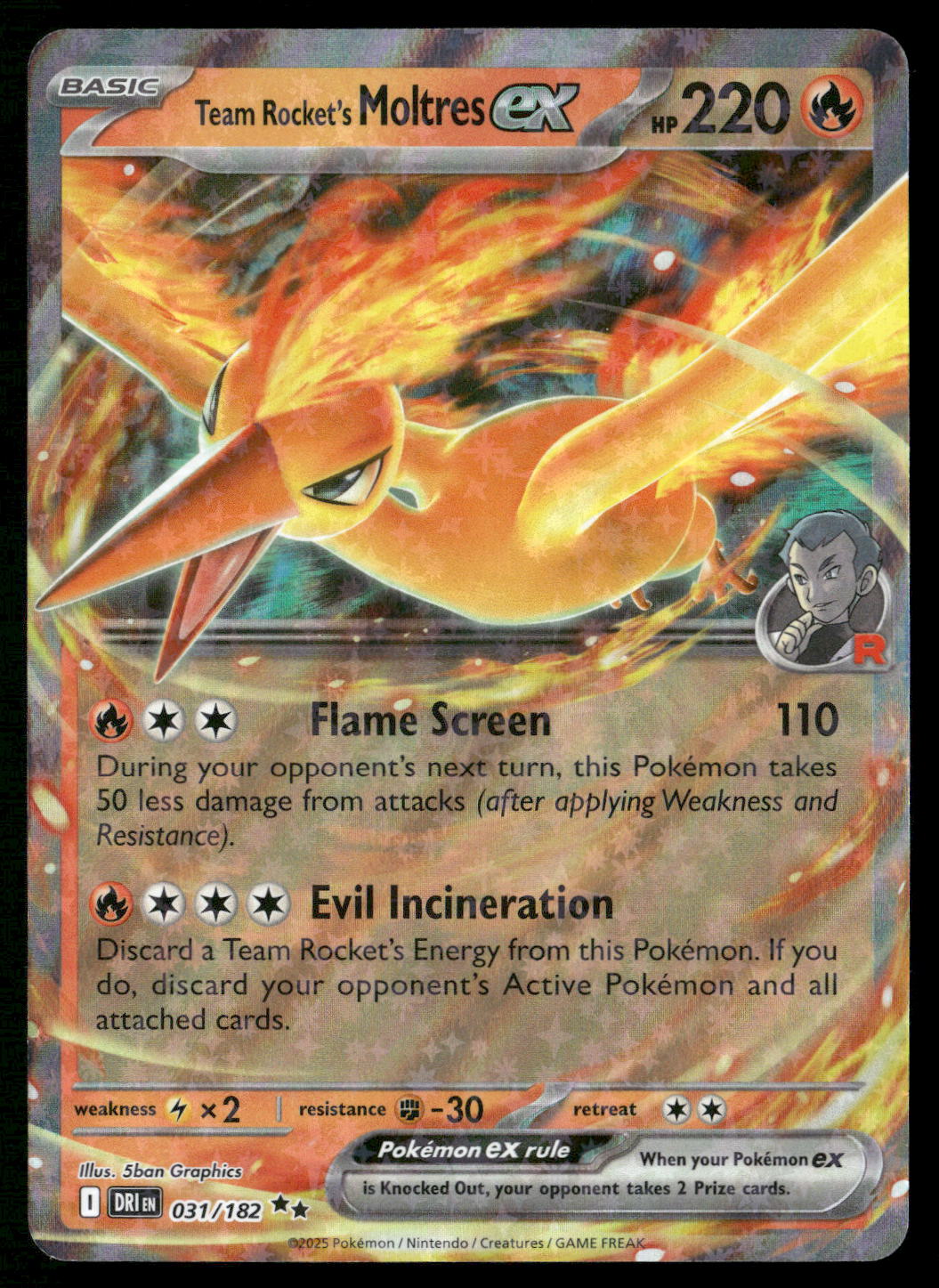 Team Rocket's Moltres ex 031/182 SV10: Destined Rivals Double Rare NM Pokemon