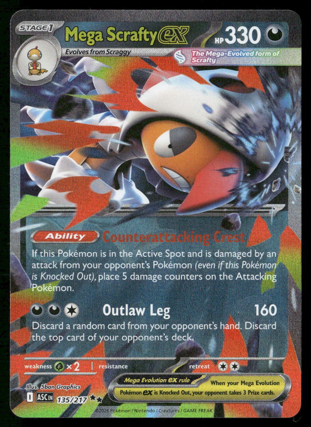 Mega Scrafty ex 135/217 ME: Ascended Heroes Double Rare NM