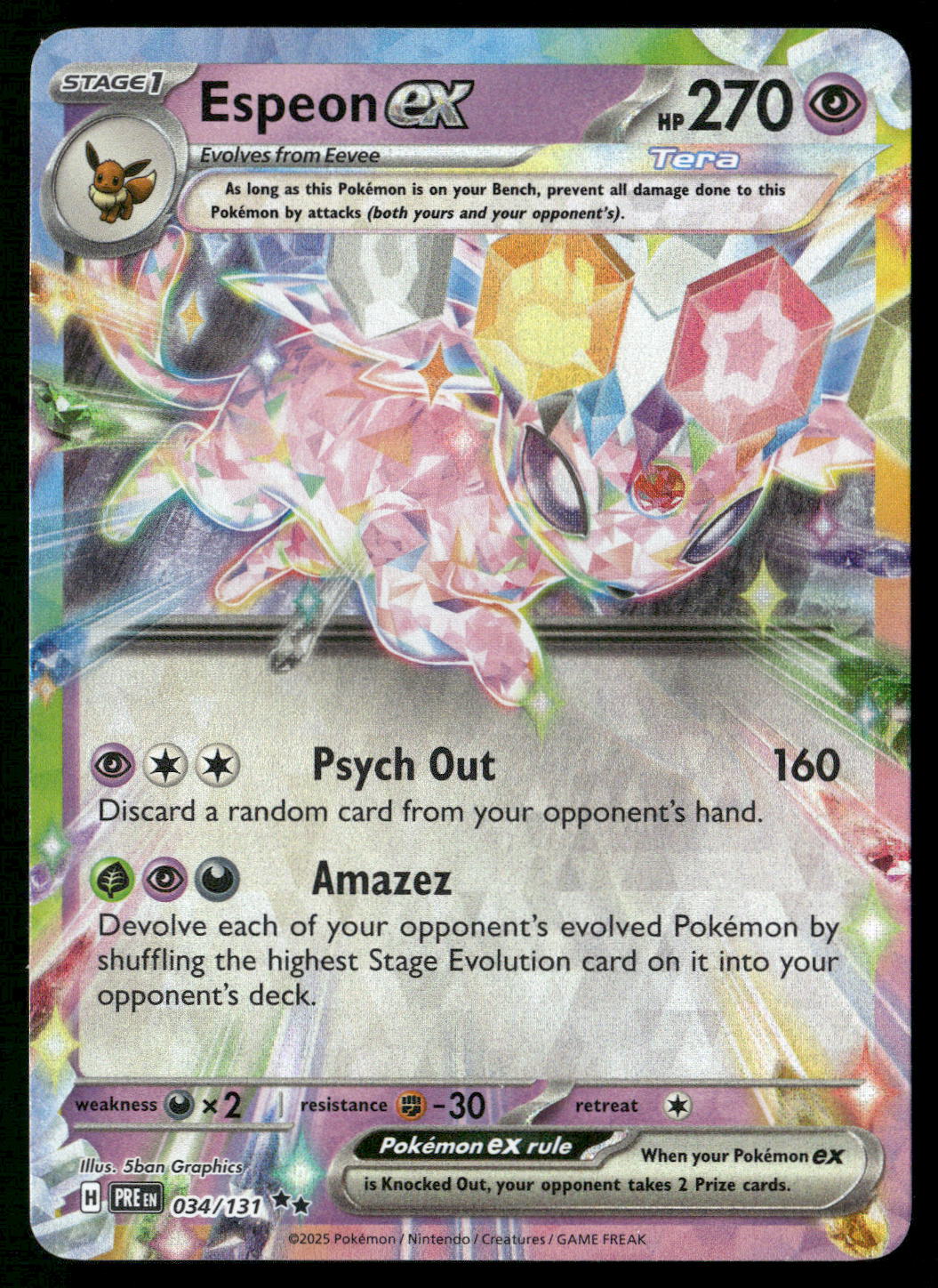 Espeon ex 034/131 SV: Prismatic Evolutions Double Rare NM Pokemon