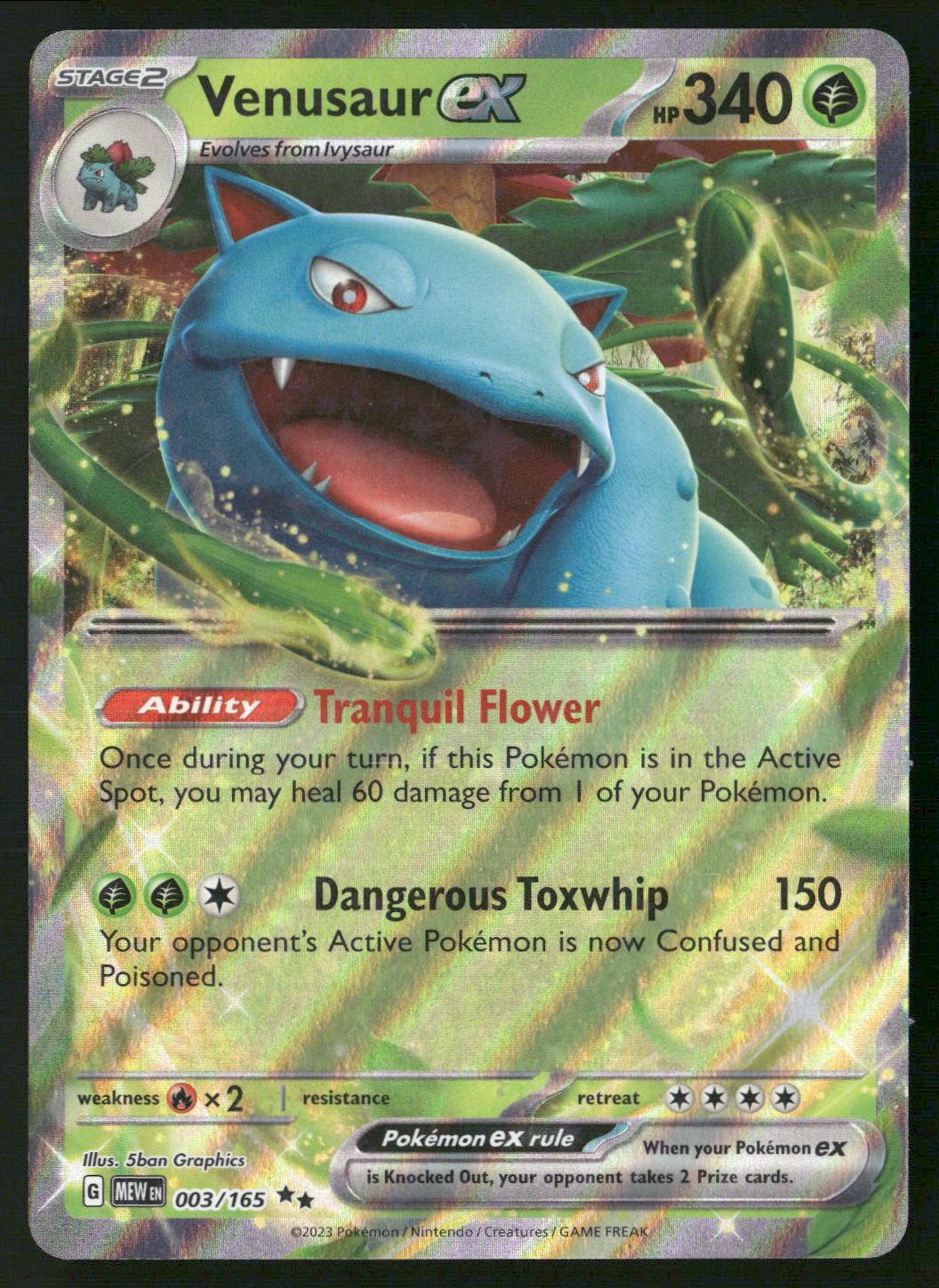 Venusaur ex 003/165 SV: Scarlet & Violet 151 Double Rare NM Pokemon