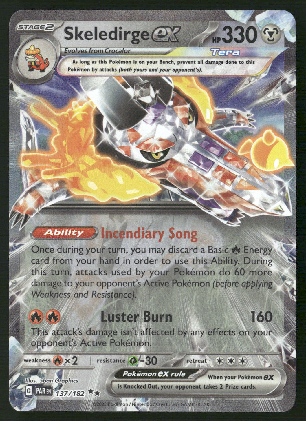 Skeledirge ex 137/182 SV04: Paradox Rift Double Rare NM Pokemon