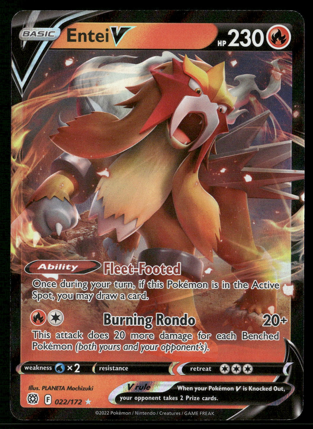 Entei V 022/172 SWSH09: Brilliant Stars Ultra Rare NM Pokemon