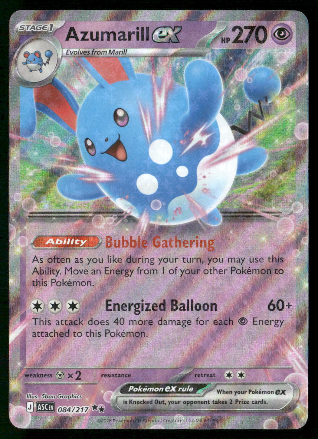 Azumarill ex 084/217 ME: Ascended Heroes Double Rare NM