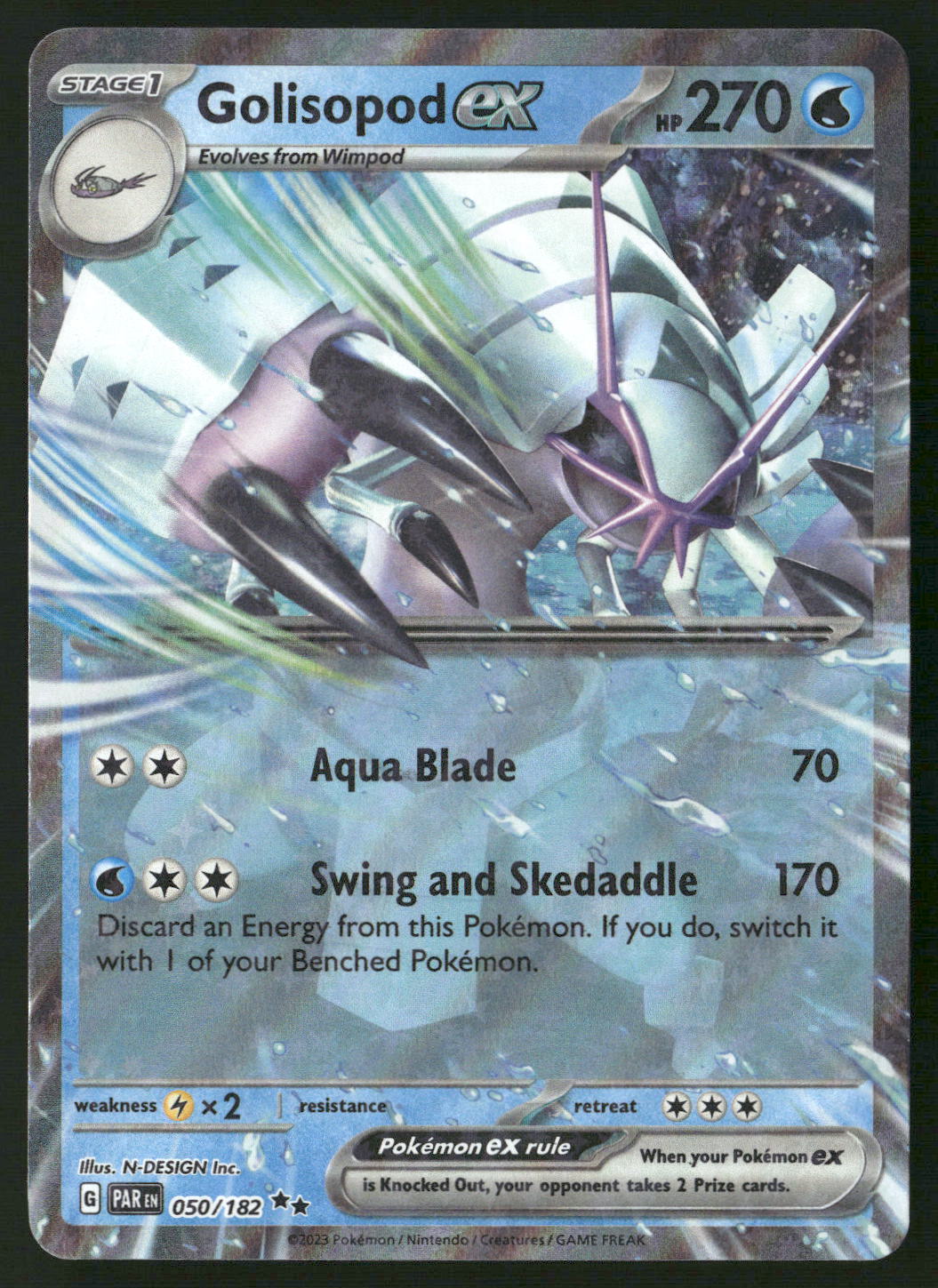 Golisopod ex 050/182 SV04: Paradox Rift Double Rare NM Pokemon