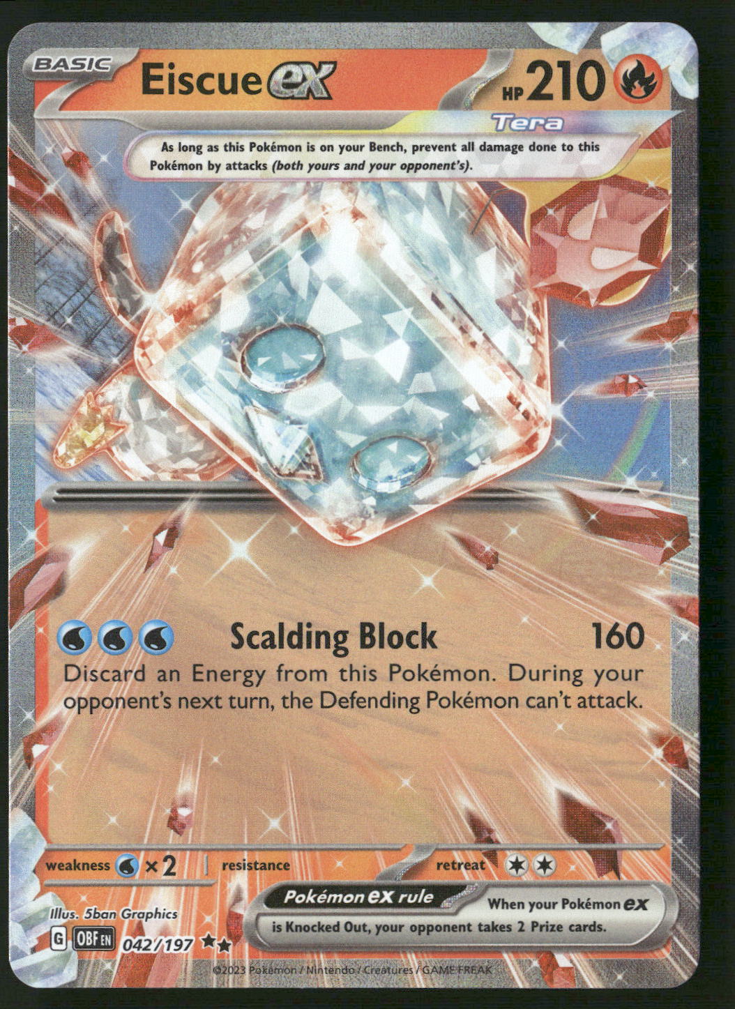 Eiscue ex 042/197 SV03: Obsidian Flames Double Rare NM Pokemon