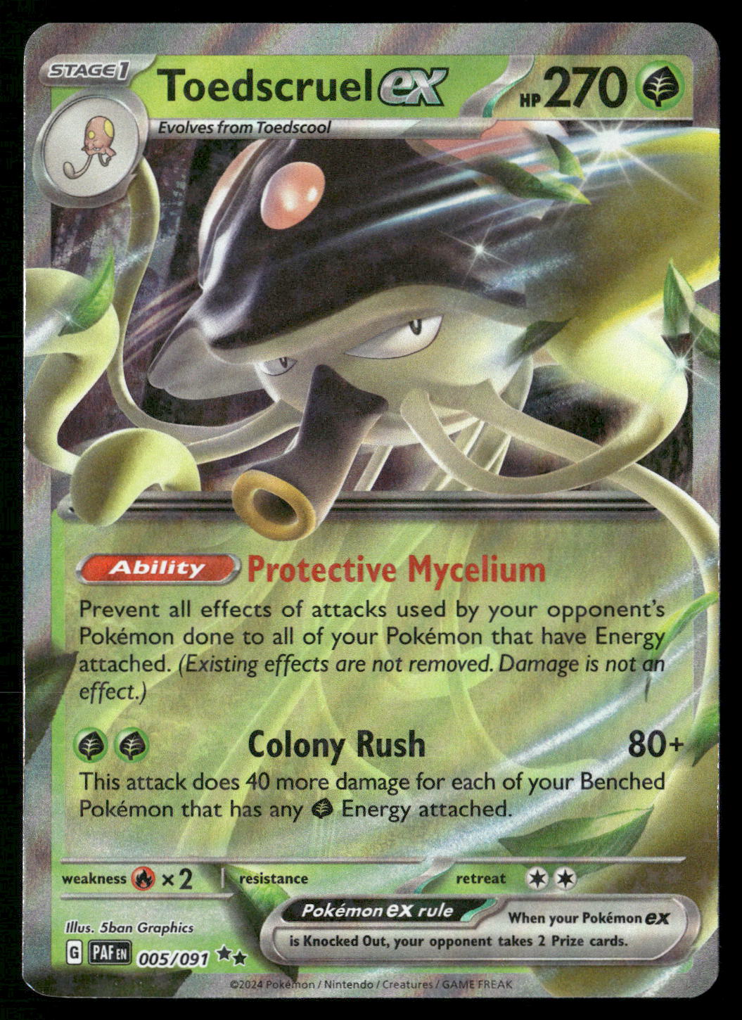 Toedscruel ex 005/091 SV: Paldean Fates Double Rare NM Pokemon