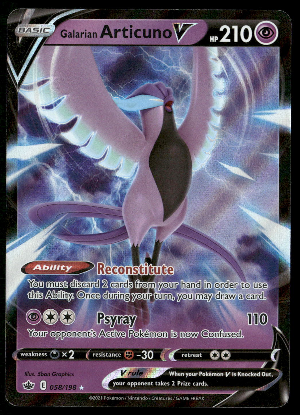 Galarian Articuno V 058/198 SWSH06: Chilling Reign Ultra Rare NM Pokemon