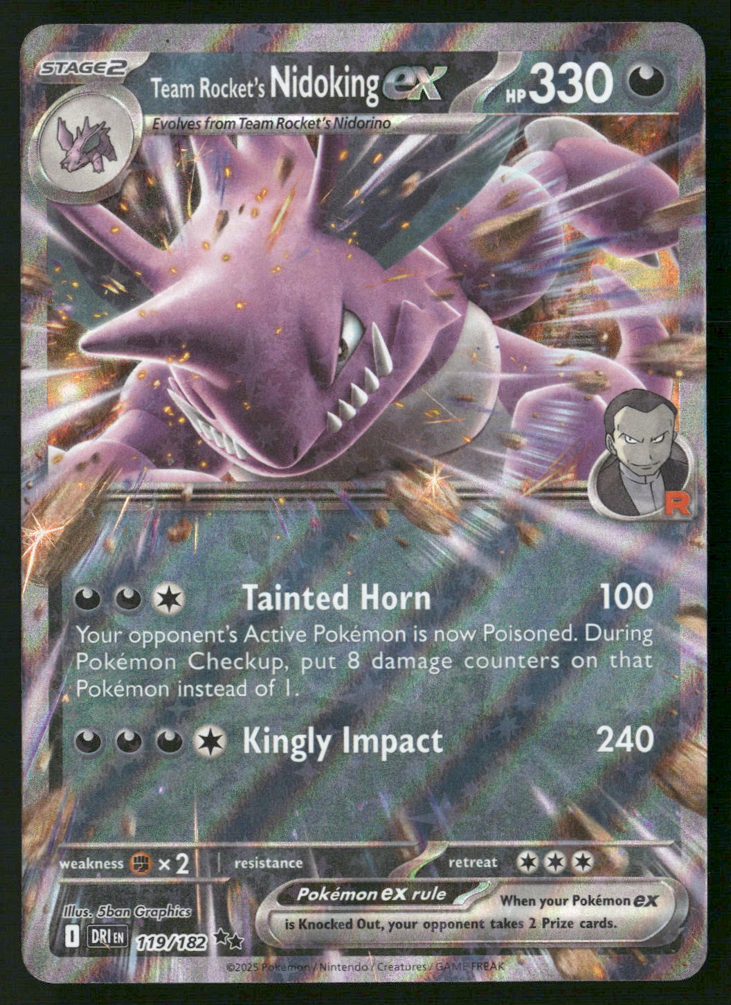 Team Rocket's Nidoking ex 119/182 SV10: Destined Rivals Double Rare NM Pokemon
