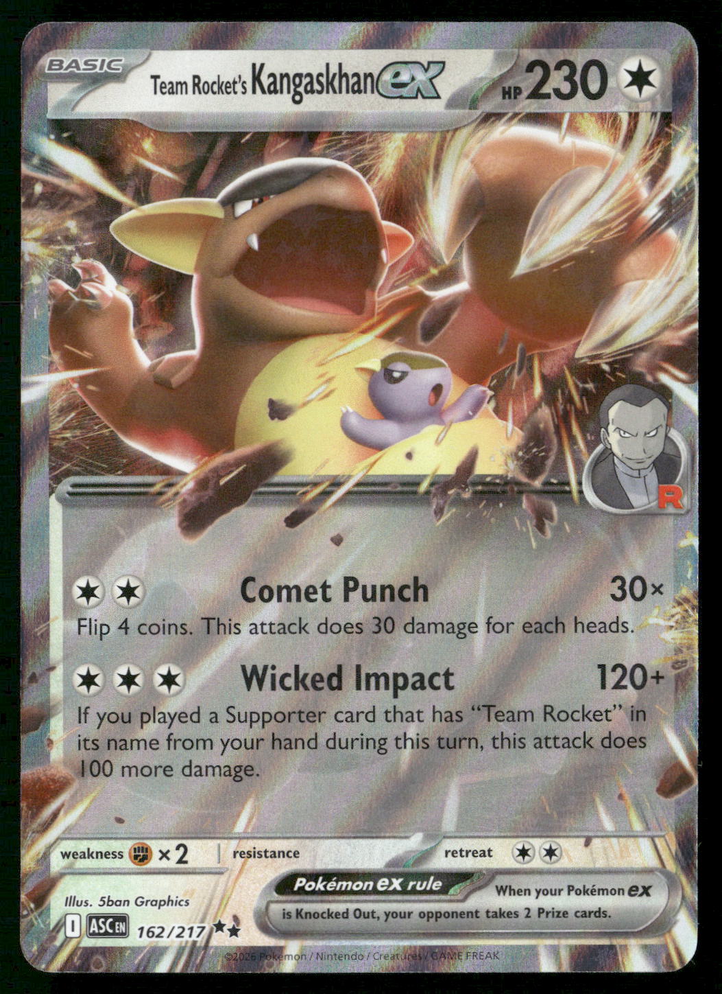 Team Rocket's Kangaskhan ex 162/217 ME: Ascended Heroes Double Rare NM