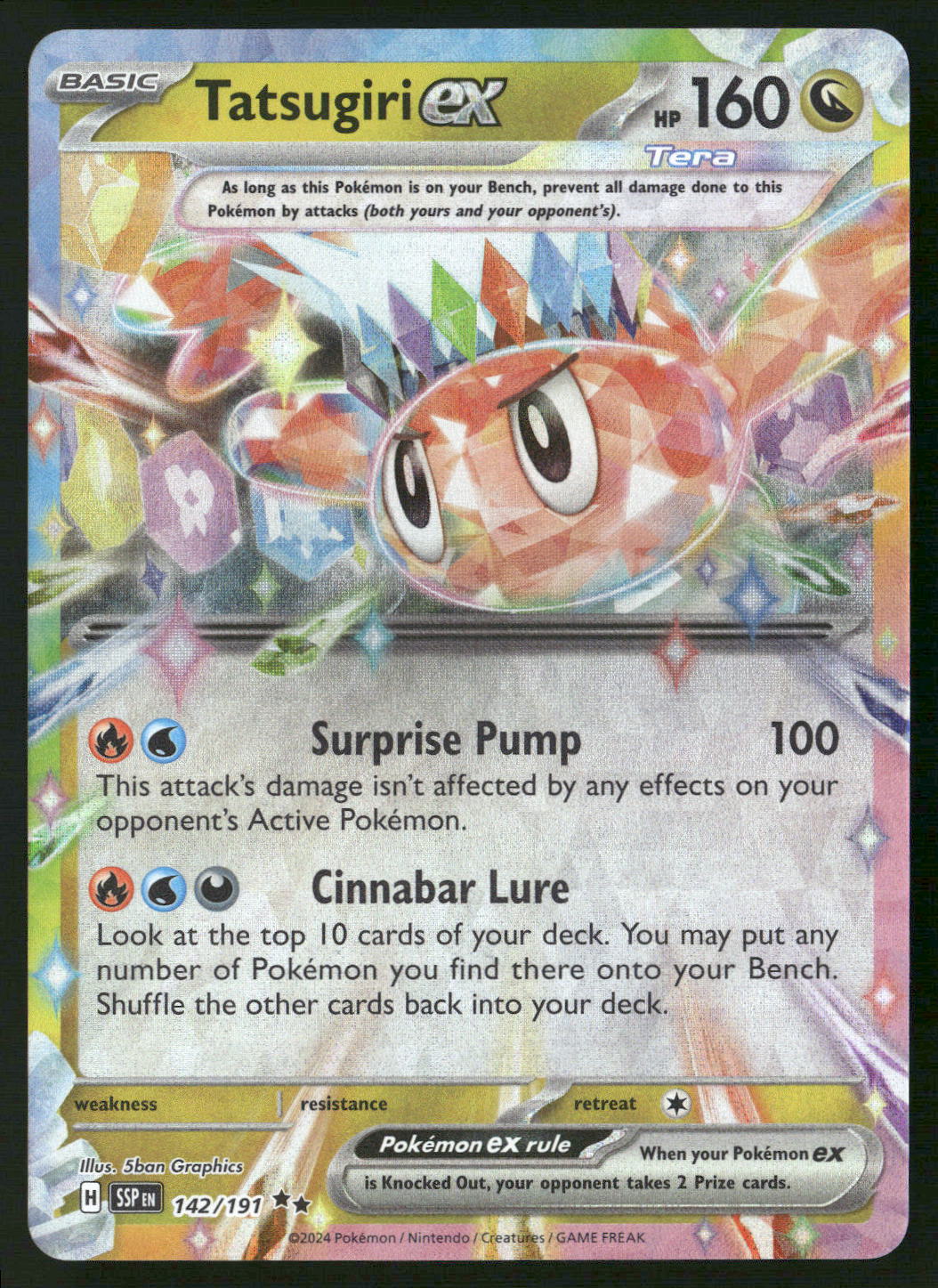 Tatsugiri ex 142/191 SV08: Surging Sparks Double Rare NM Pokemon