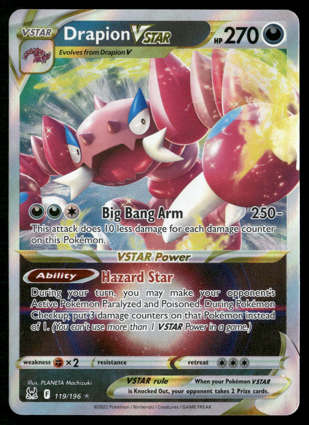 Drapion VSTAR 119/196 SWSH11: Lost Origin Ultra Rare NM Pokemon
