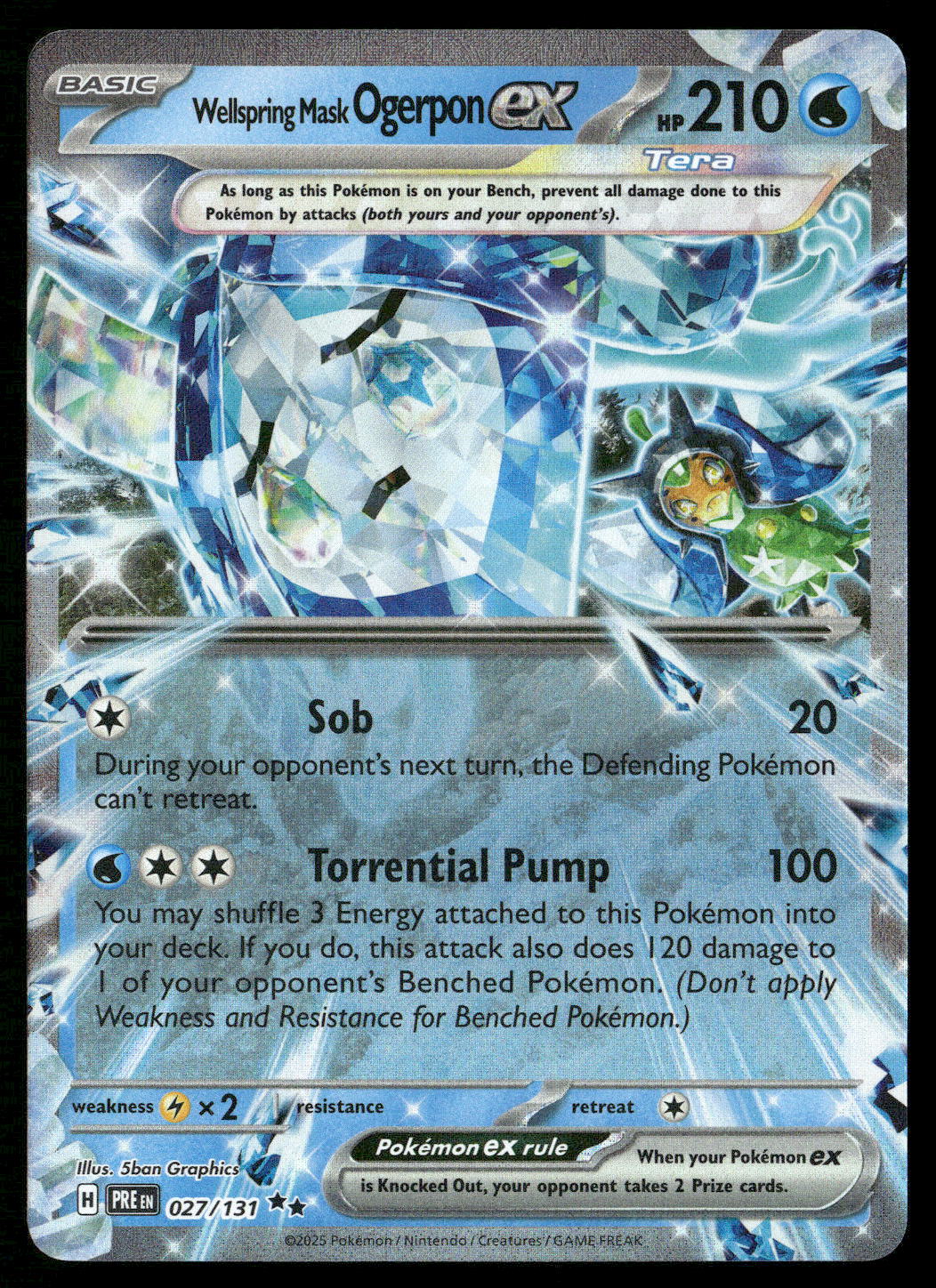 Wellspring Mask Ogerpon ex 027/131 SV: Prismatic Evolutions Double Rare NM