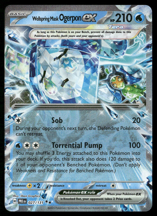 Wellspring Mask Ogerpon ex 027/131 SV: Prismatic Evolutions Double Rare NM