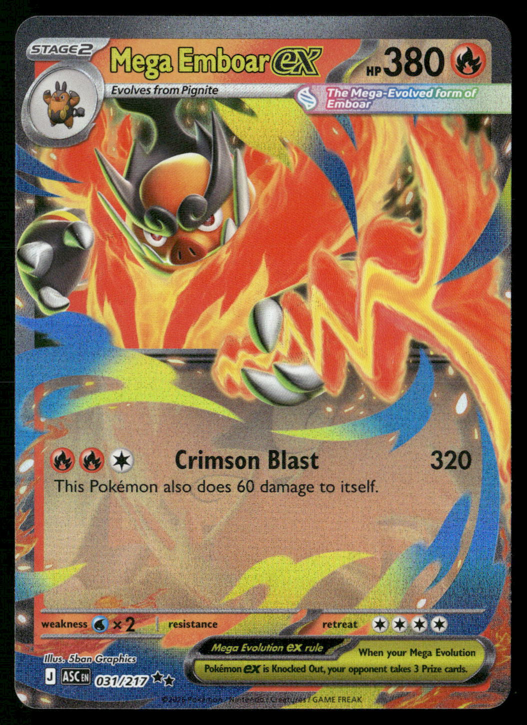 Mega Emboar ex 031/217 ME: Ascended Heroes Double Rare NM