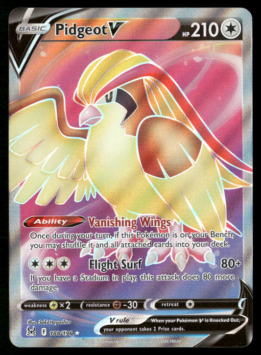 Pidgeot V (Full Art) 188/196 SWSH11: Lost Origin Ultra Rare NM Pokemon