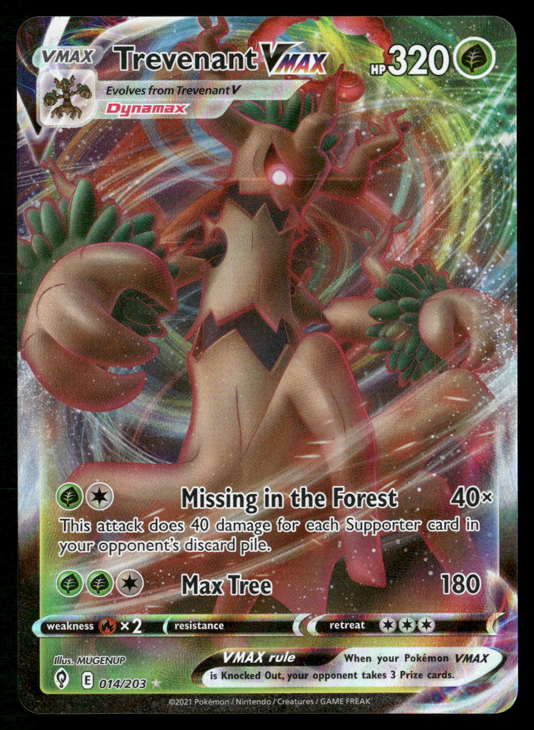 Trevenant VMAX 014/203 SWSH07: Evolving Skies Ultra Rare NM Pokemon