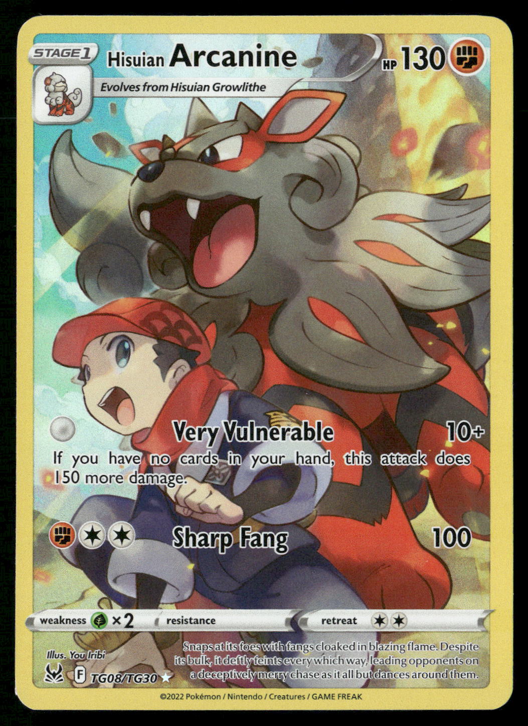 Hisuian Arcanine TG08/TG30 SWSH11: Lost Origin Trainer Gallery Ultra Rare NM