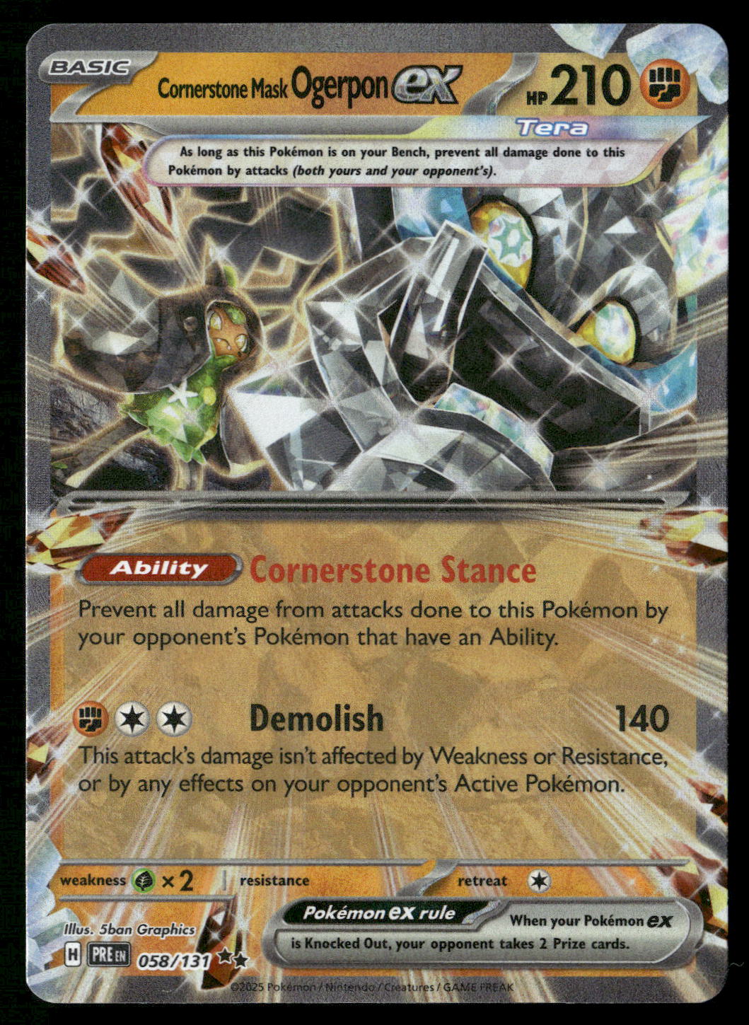 Cornerstone Mask Ogerpon ex 058/131 SV: Prismatic Evolutions Double Rare NM