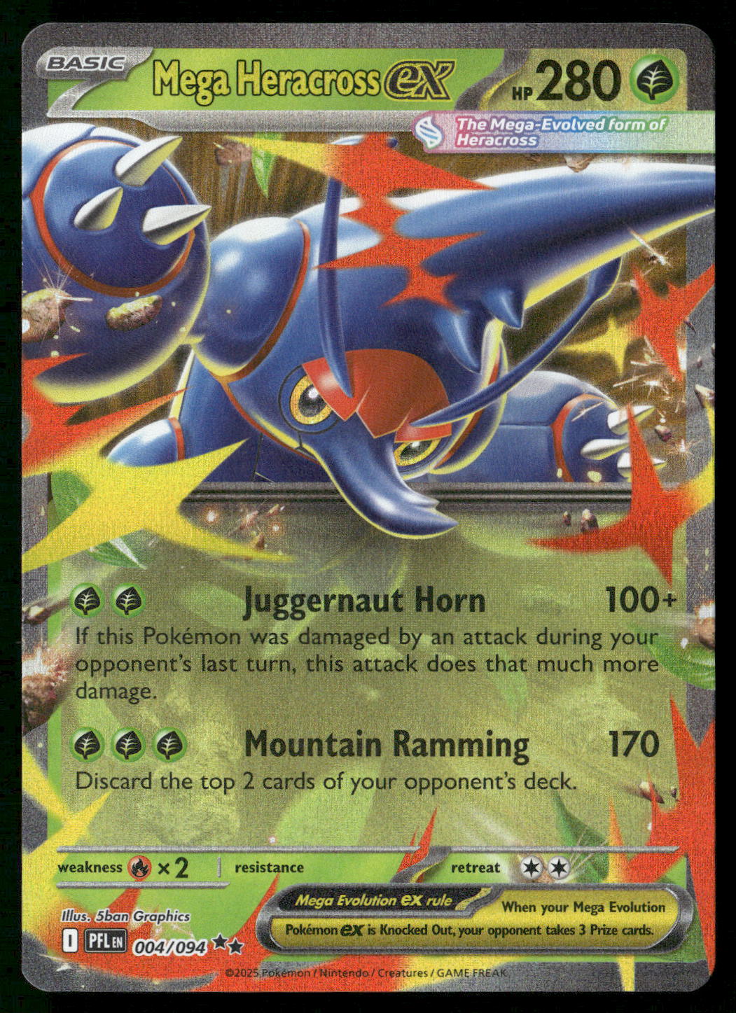 Mega Heracross ex 004/094 ME02: Phantasmal Flames Double Rare NM