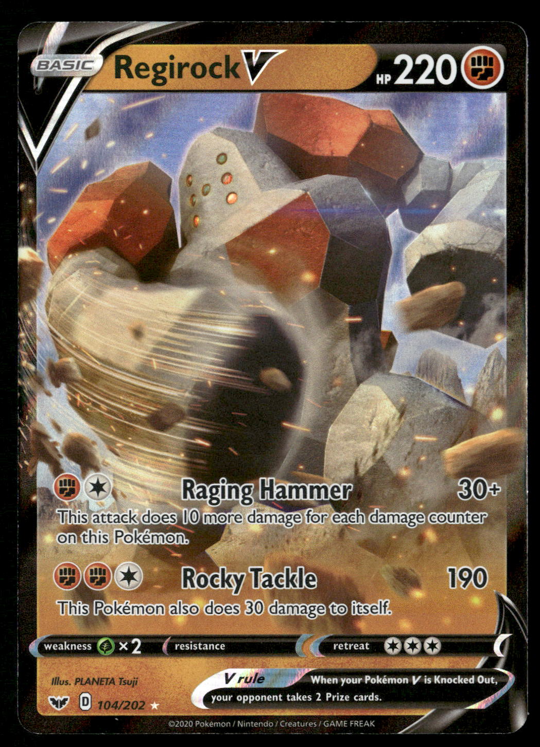 Regirock V 104/202 SWSH01: Sword & Shield Base Set Ultra Rare NM Pokemon