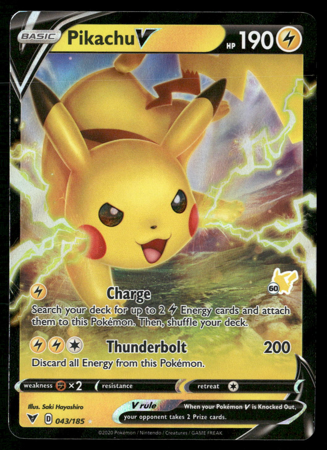Pikachu V 043/185 SWSH04: Vivid Voltage Ultra Rare NM Pokemon