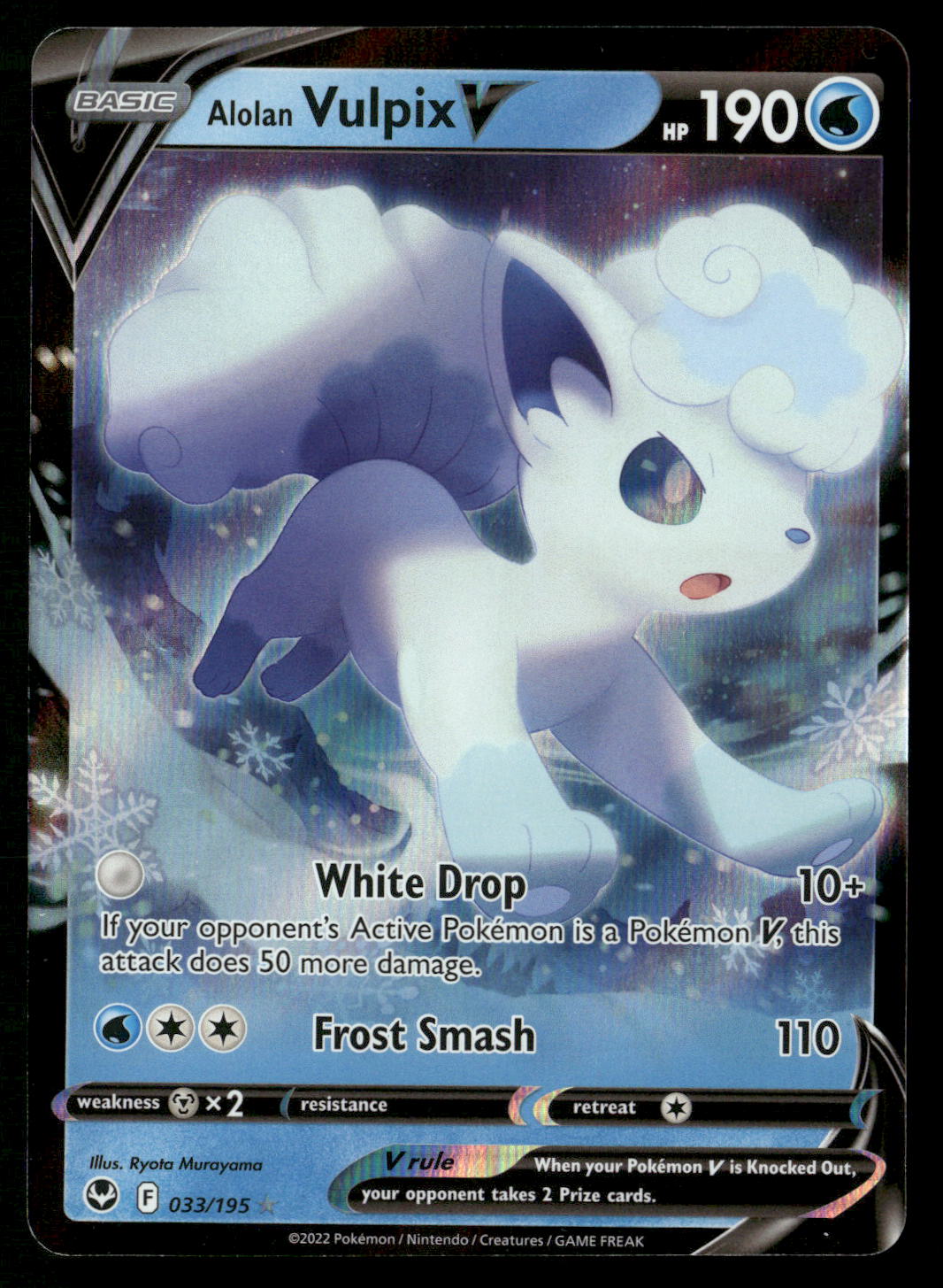 Alolan Vulpix V 033/195 SWSH12: Silver Tempest Ultra Rare NM Pokemon
