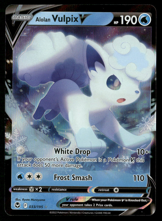 Alolan Vulpix V 033/195 SWSH12: Silver Tempest Ultra Rare NM Pokemon