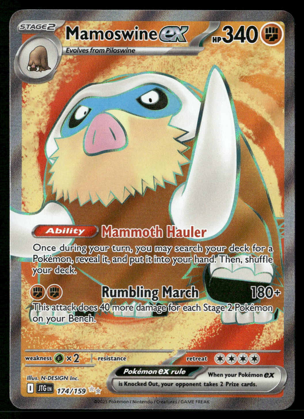 Mamoswine ex 174/159 SV09: Journey Together Ultra Rare NM Pokemon
