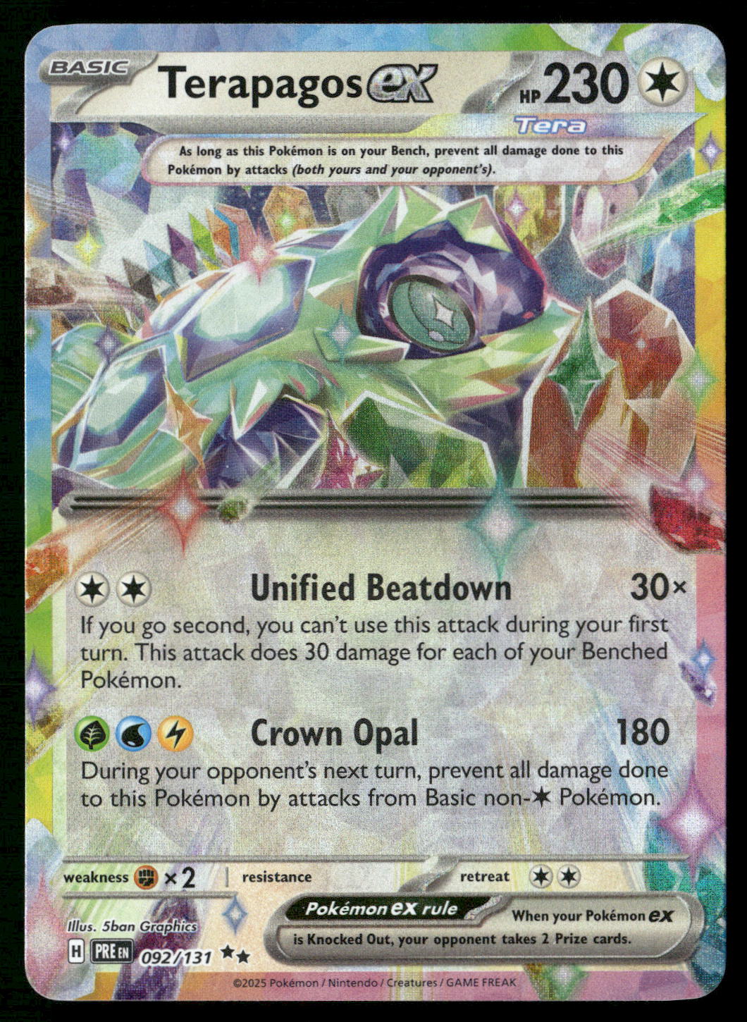 Terapagos ex 092/131 SV: Prismatic Evolutions Double Rare NM Pokemon