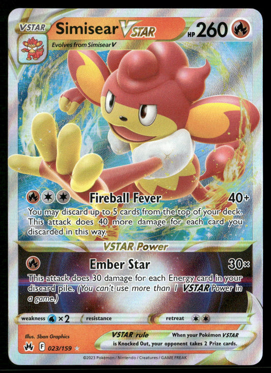 Simisear VSTAR 023/159 SWSH: Crown Zenith Ultra Rare NM Pokemon