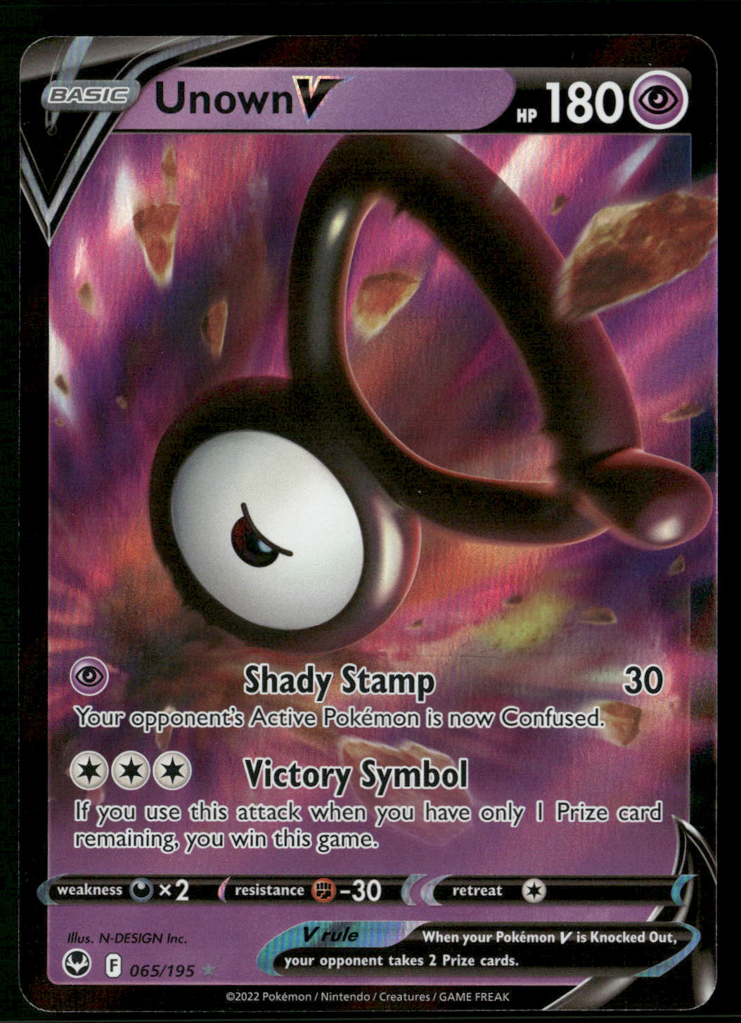 Unown V 065/195 SWSH12: Silver Tempest Ultra Rare NM Pokemon