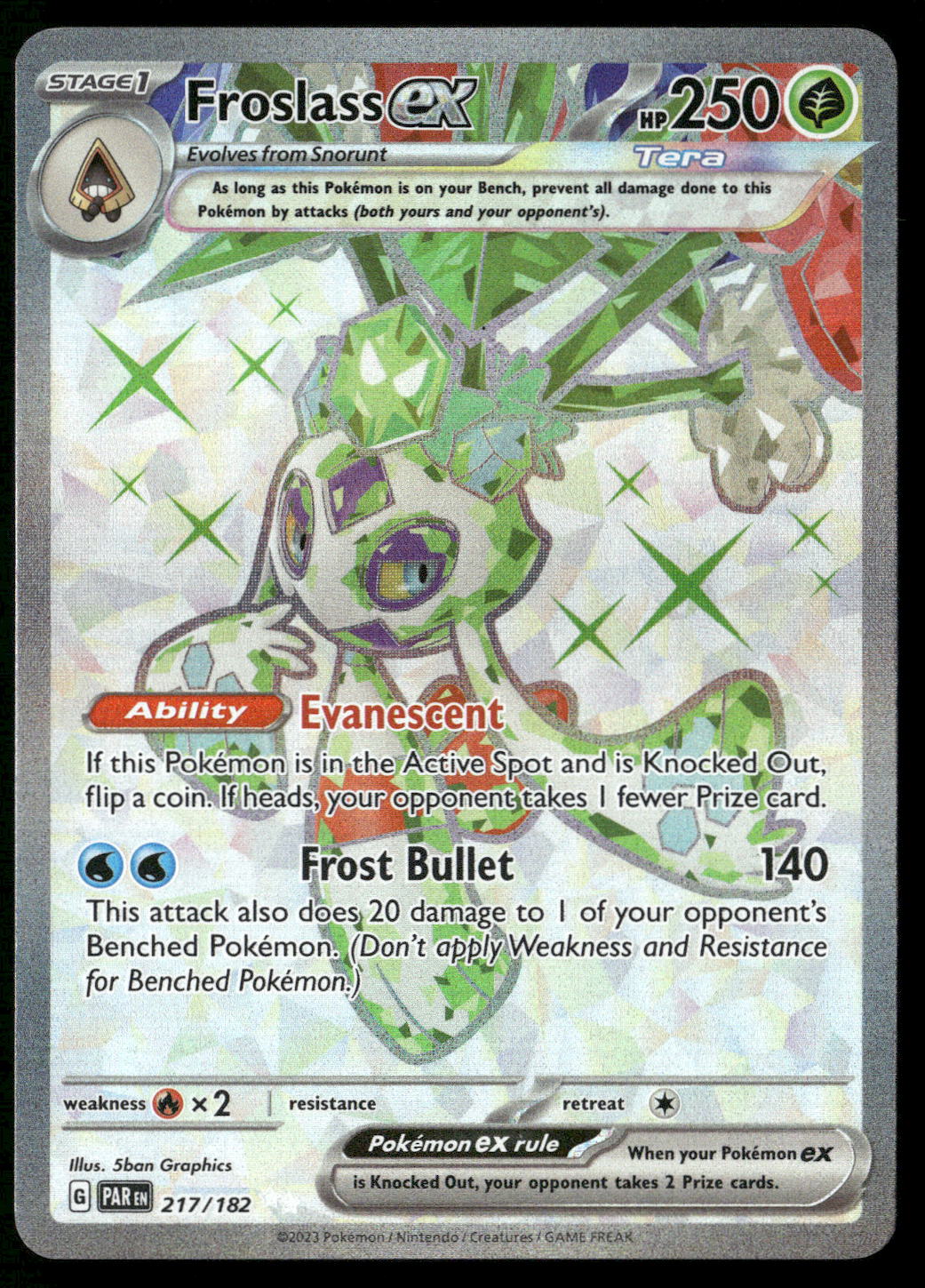 Froslass ex 217/182 SV04: Paradox Rift Ultra Rare NM Pokemon