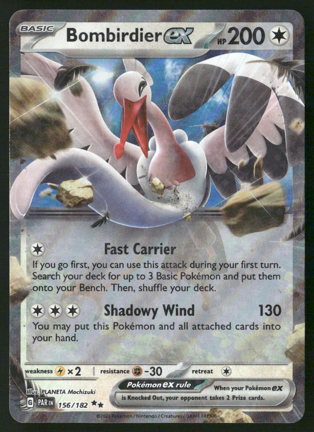 Bombirdier ex 156/182 SV04: Paradox Rift Double Rare NM Pokemon