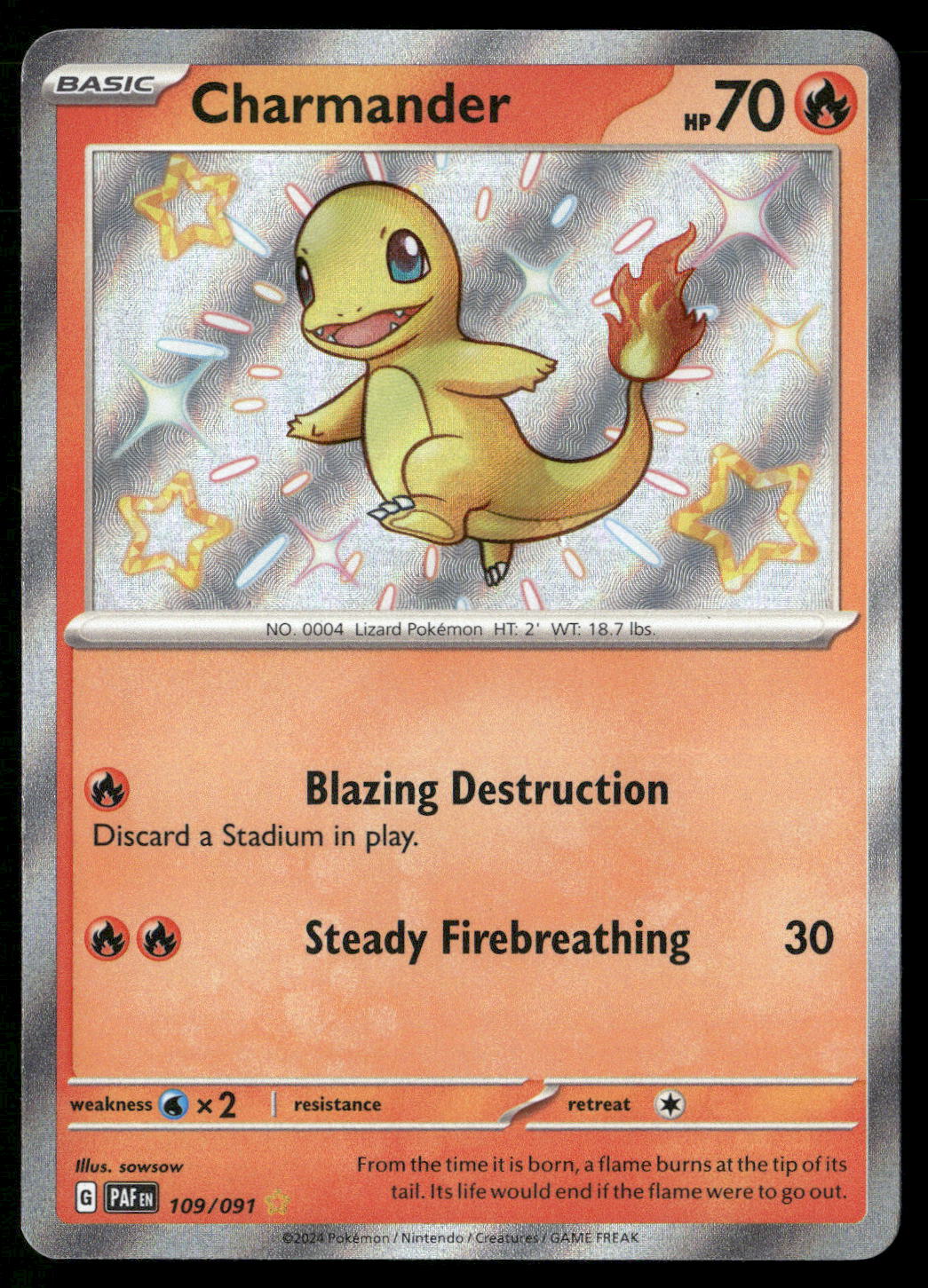 Charmander 109/091 SV: Paldean Fates Shiny Rare NM Pokemon