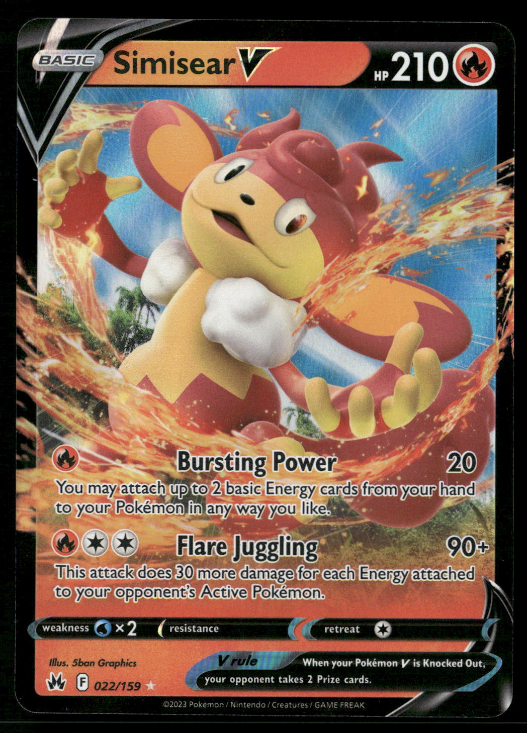 Simisear V 022/159 SWSH: Crown Zenith Ultra Rare NM Pokemon