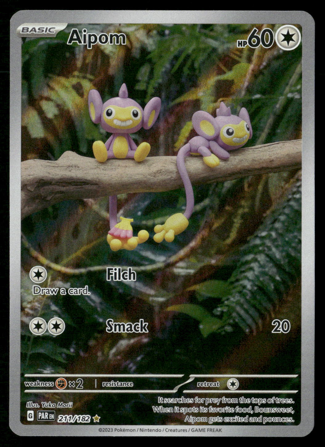 Aipom 211/182 SV04: Paradox Rift Illustration Rare NM Pokemon