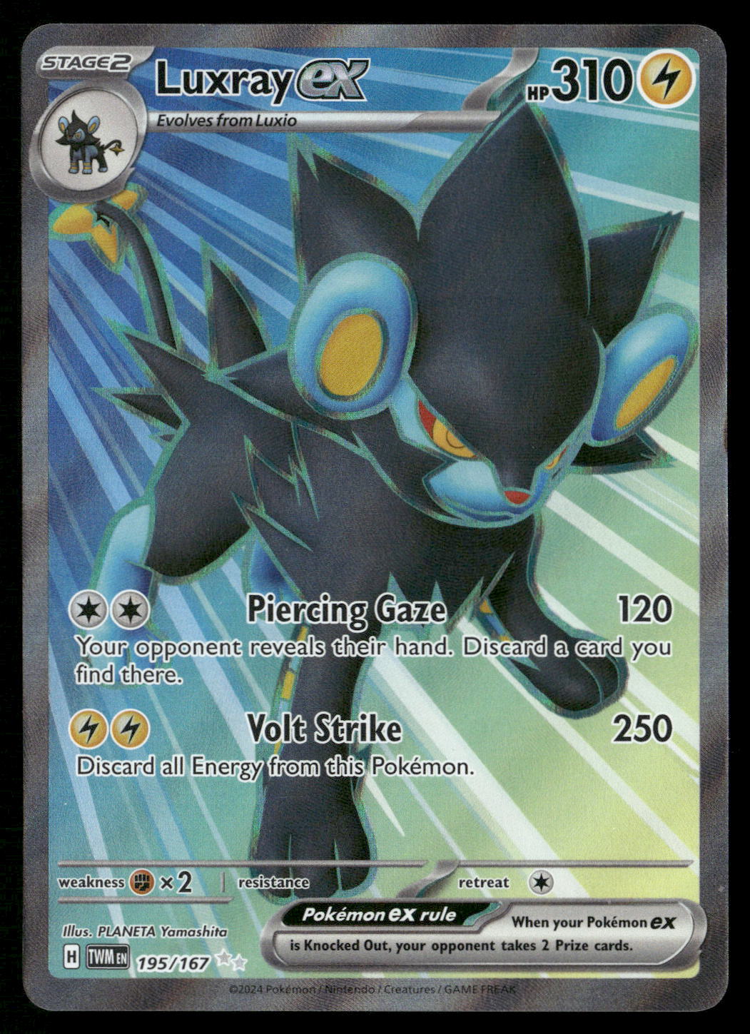 Luxray ex 195/167 SV06: Twilight Masquerade Ultra Rare NM Pokemon