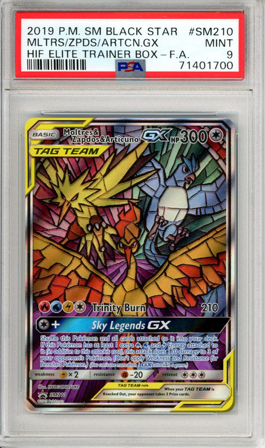 Moltres/Zapdos/Articuno GX #SM210 PSA9