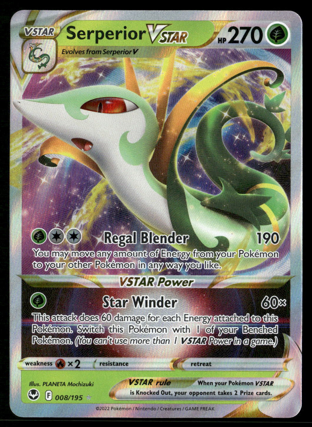 Serperior VSTAR 008/195 SWSH12: Silver Tempest Ultra Rare NM Pokemon