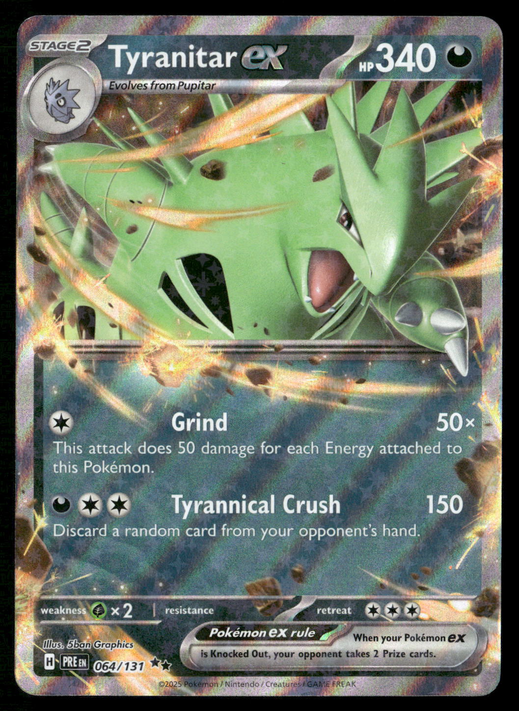 Tyranitar ex 064/131 SV: Prismatic Evolutions Double Rare NM Pokemon