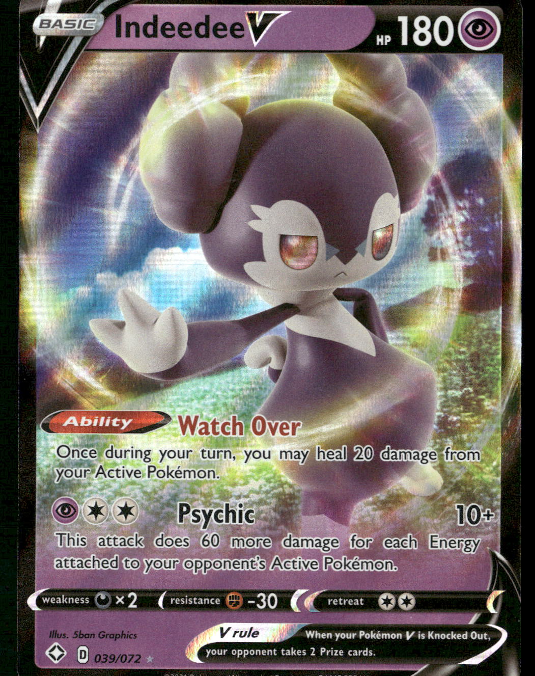 Indeedee V 039/072 Shining Fates Ultra Rare NM Pokemon