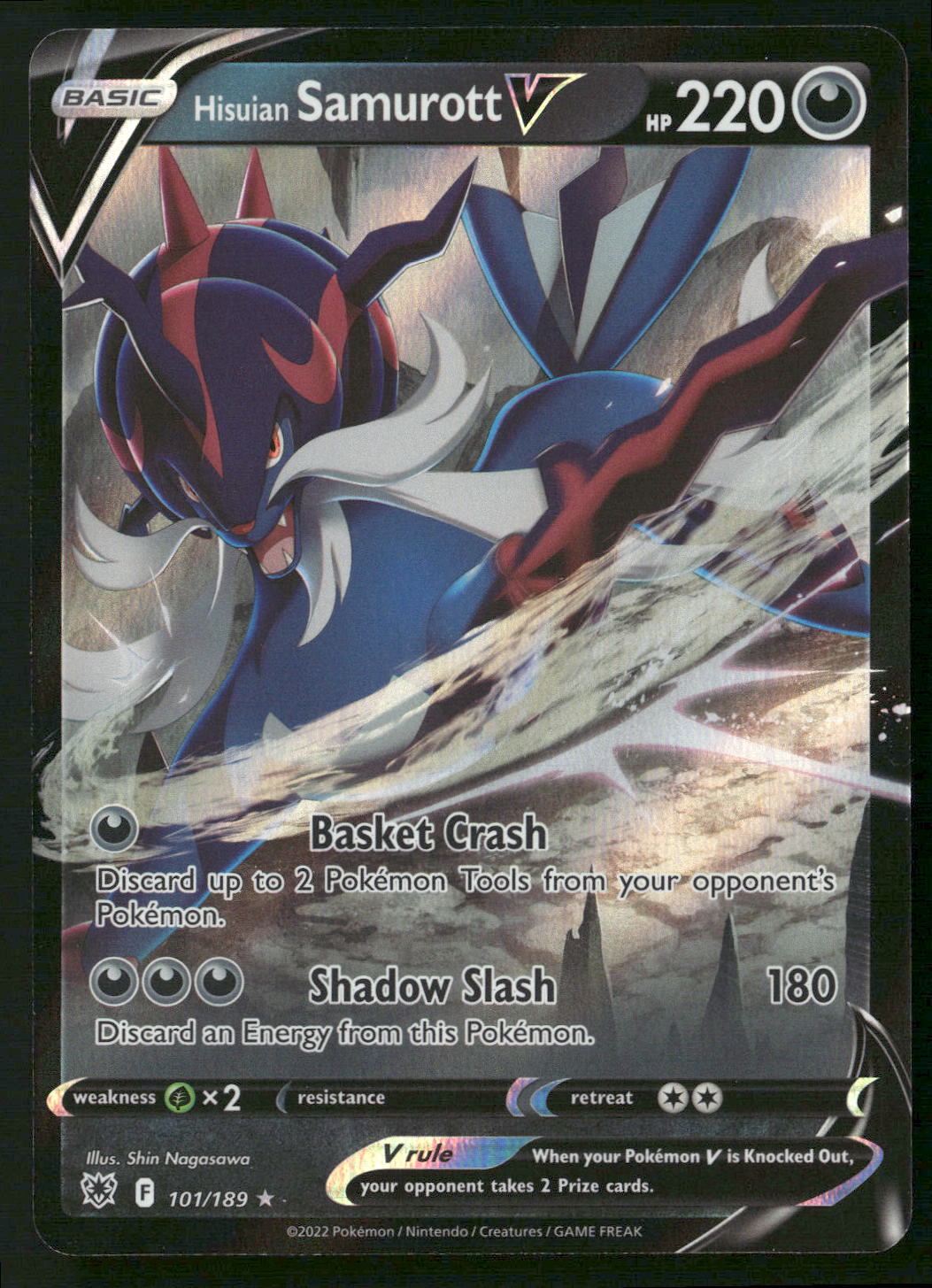 Hisuian Samurott V 101/189 SWSH10: Astral Radiance Ultra Rare NM Pokemon