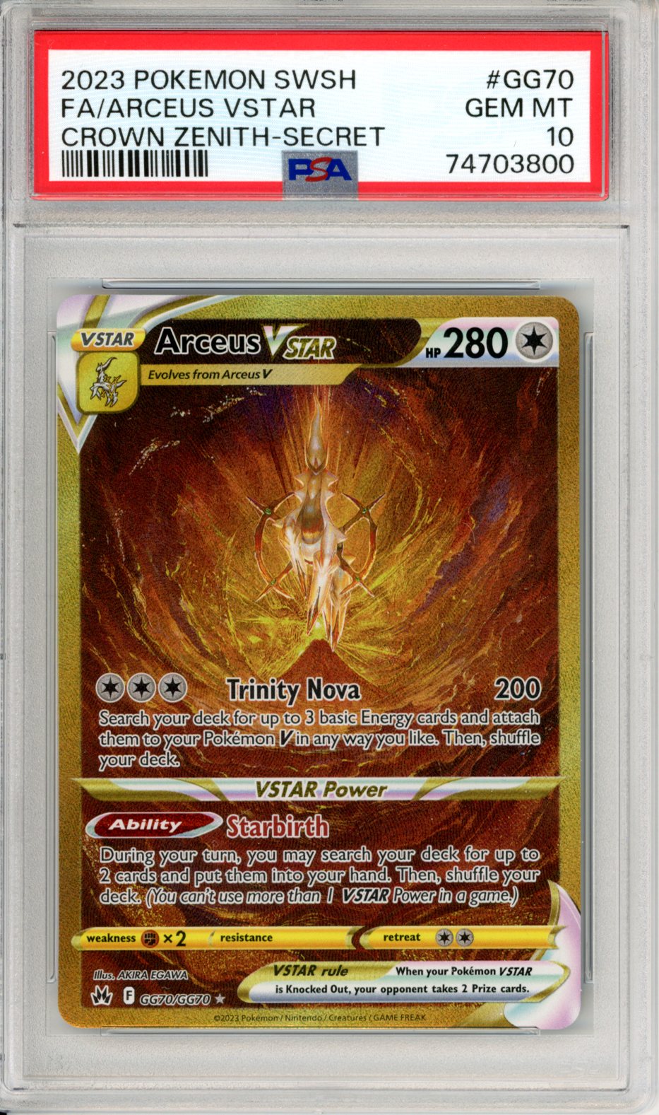 Arceus VStar SR #GG70 PSA 10