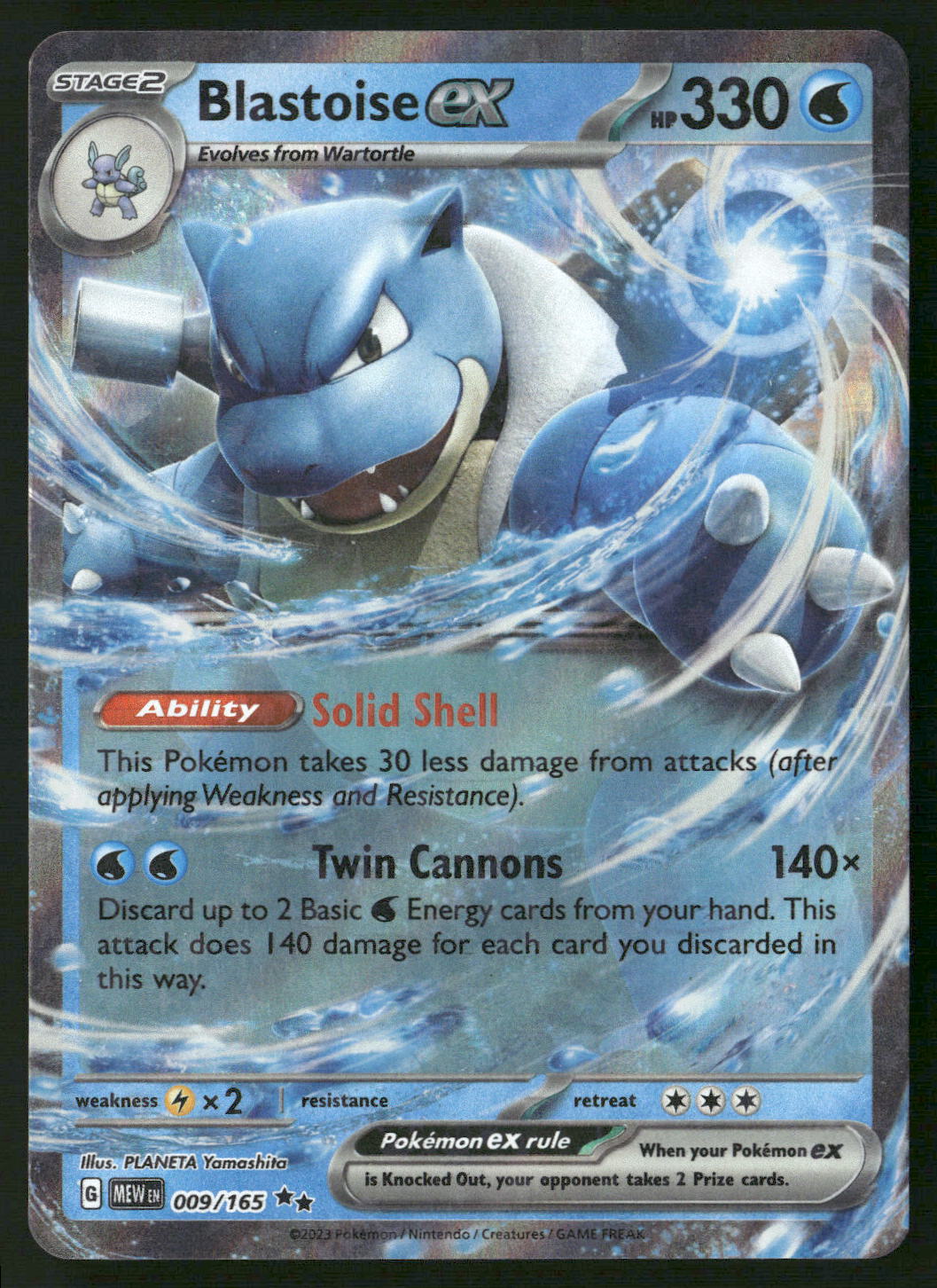 Blastoise ex 009/165 SV: Scarlet & Violet 151 Double Rare NM Pokemon