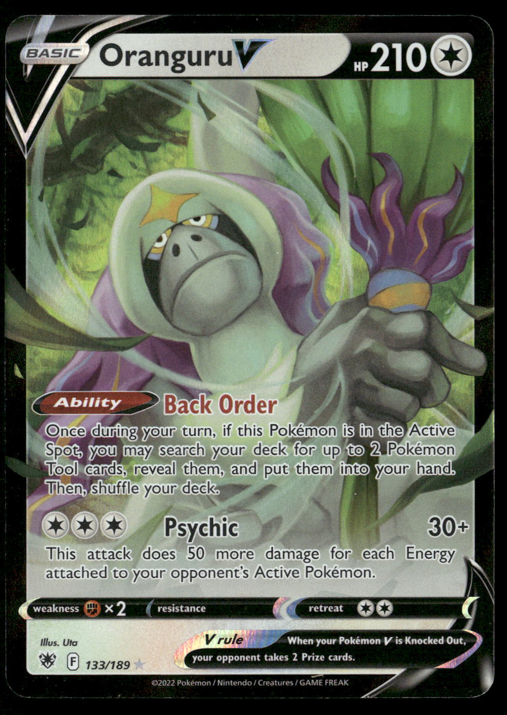 Oranguru V 133/189 SWSH10: Astral Radiance Ultra Rare NM Pokemon