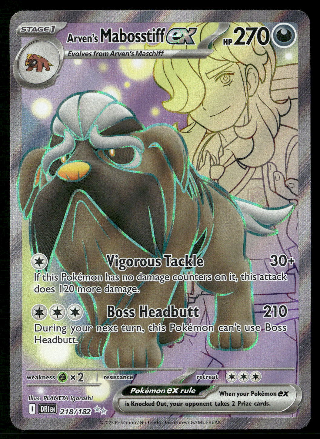 Arven's Mabosstiff ex 218/182 SV10: Destined Rivals Ultra Rare NM Pokemon